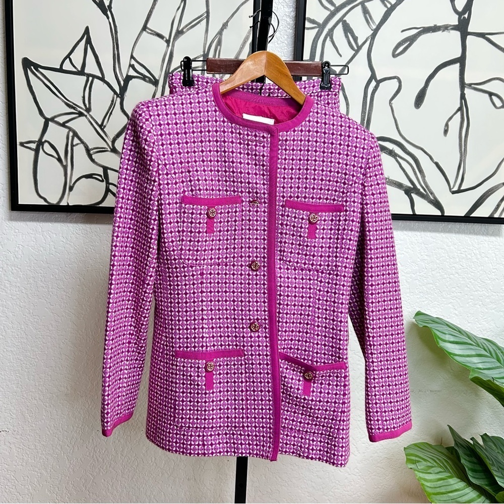 Victor Costa Vintage skirt suit pink white tweed size 8 medium - Picture 7 of 14